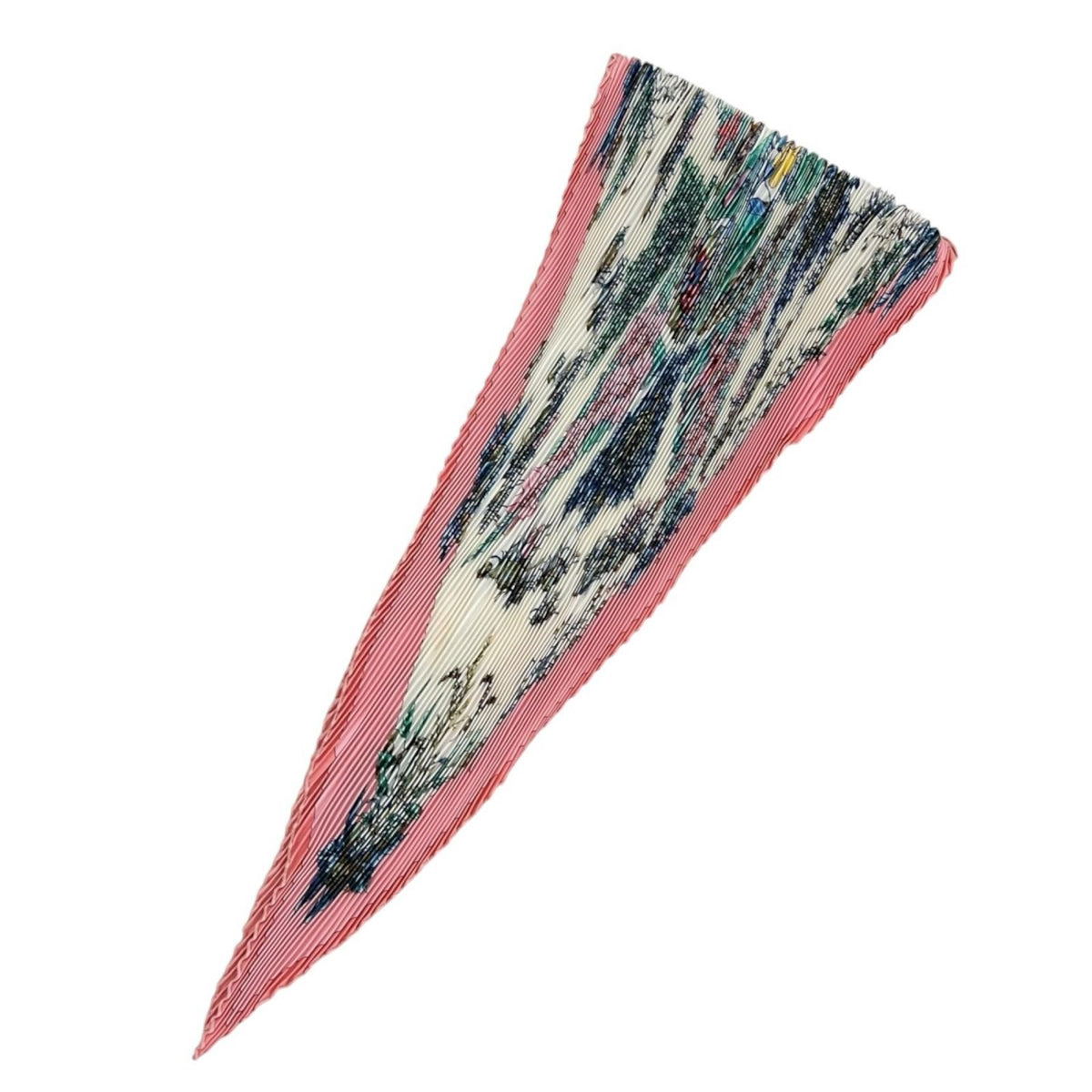 Hermes Pleated Pythagore Silk Green Pink White Scarf — view 5