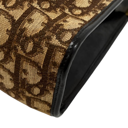 Dior Trotter Vintage Leather Canvas Brown Shoulder Bag Gold — view 6