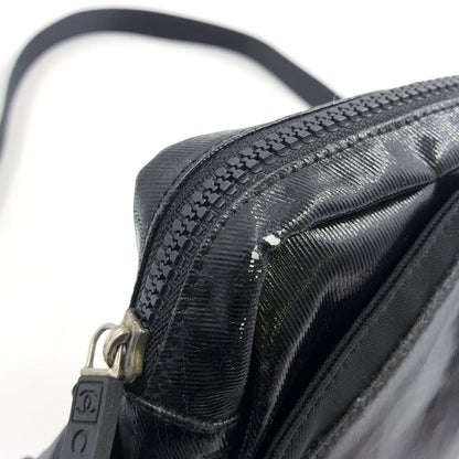 Chanel CC Logo Nylon Black Shoulder Bag Silver — view 5