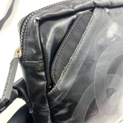 Chanel CC Logo Nylon Black Shoulder Bag Silver — view 6