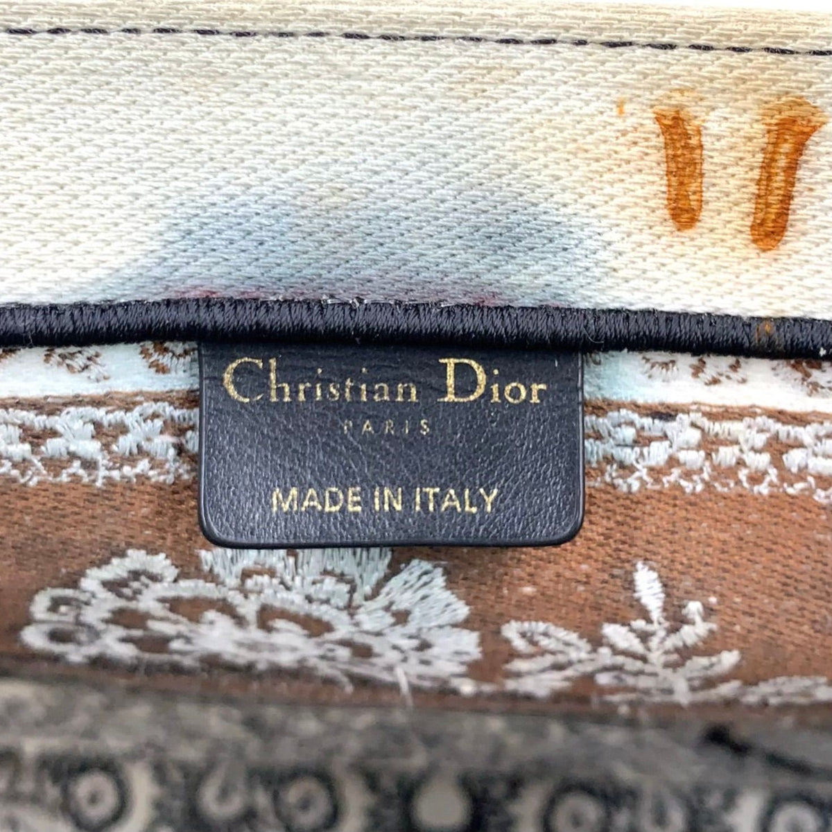 Dior Book Butterfly Embroidery Canvas Ivory Dark Brown Tote Bag — view 4