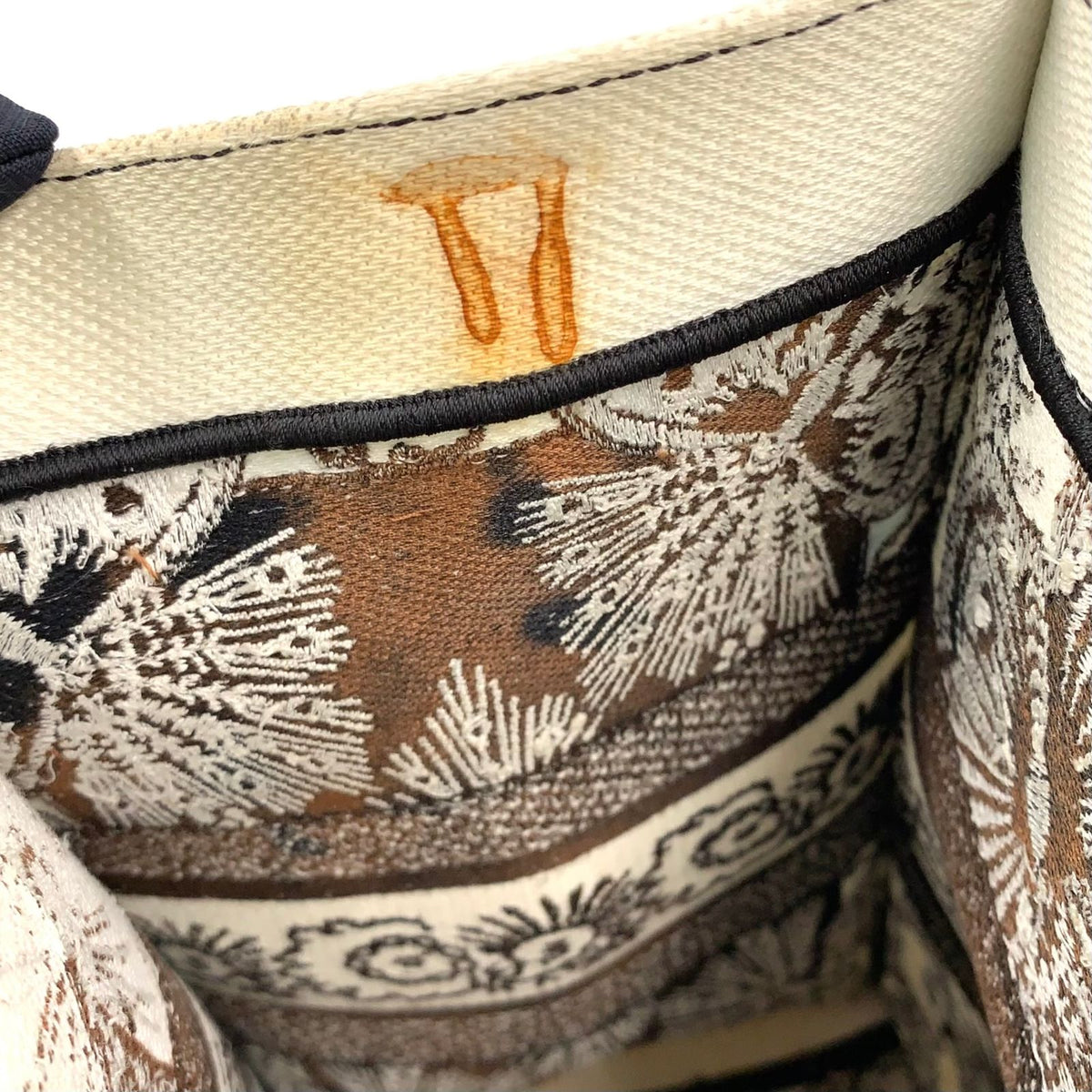 Dior Book Butterfly Embroidery Canvas Ivory Dark Brown Tote Bag — view 5