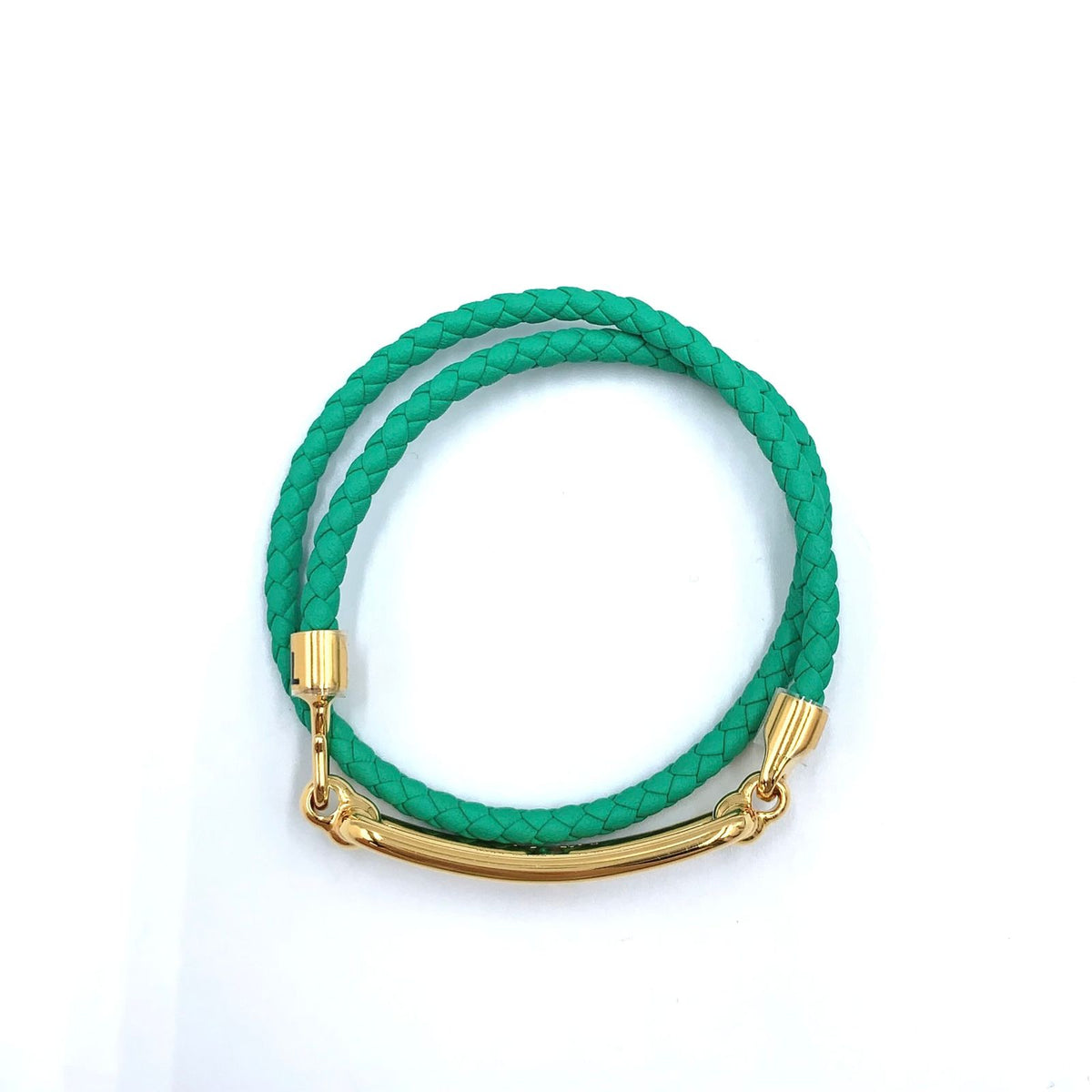 Hermes Roulis Double Tour Leather Green Gold Bracelet — view 3