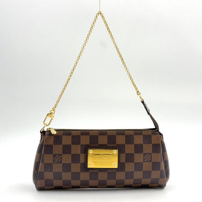 Louis Vuitton Damier Ebene Leather Brown Handbag Gold