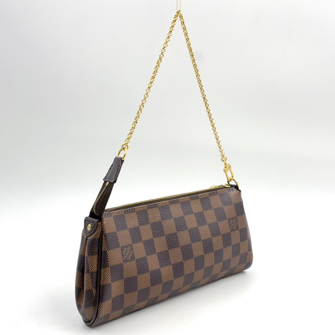 Louis Vuitton Damier Ebene Leather Brown Handbag Gold — view 2