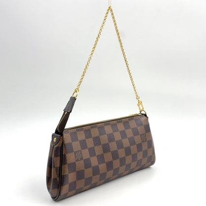 Louis Vuitton Damier Ebene Leather Brown Handbag Gold — view 2