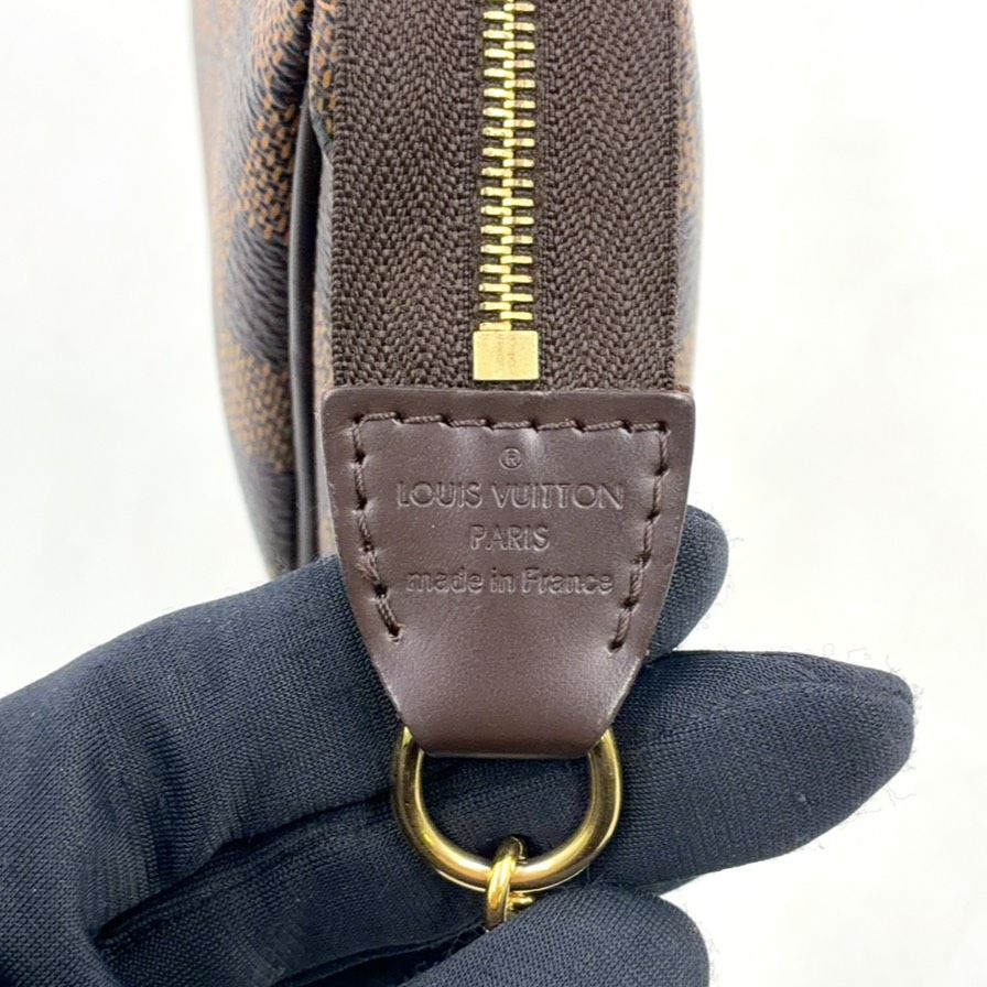 Louis Vuitton Damier Ebene Leather Brown Handbag Gold — view 4