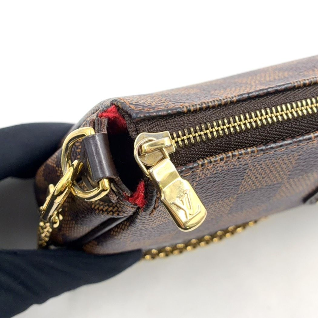 Louis Vuitton Damier Ebene Leather Brown Handbag Gold — view 7