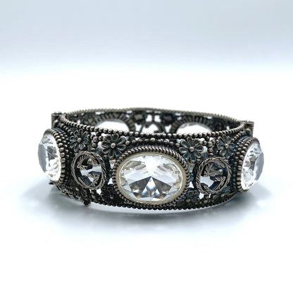 Gucci Garden Interlocking G GG Crystal 925 Sterling Silver Bangle Bracelet