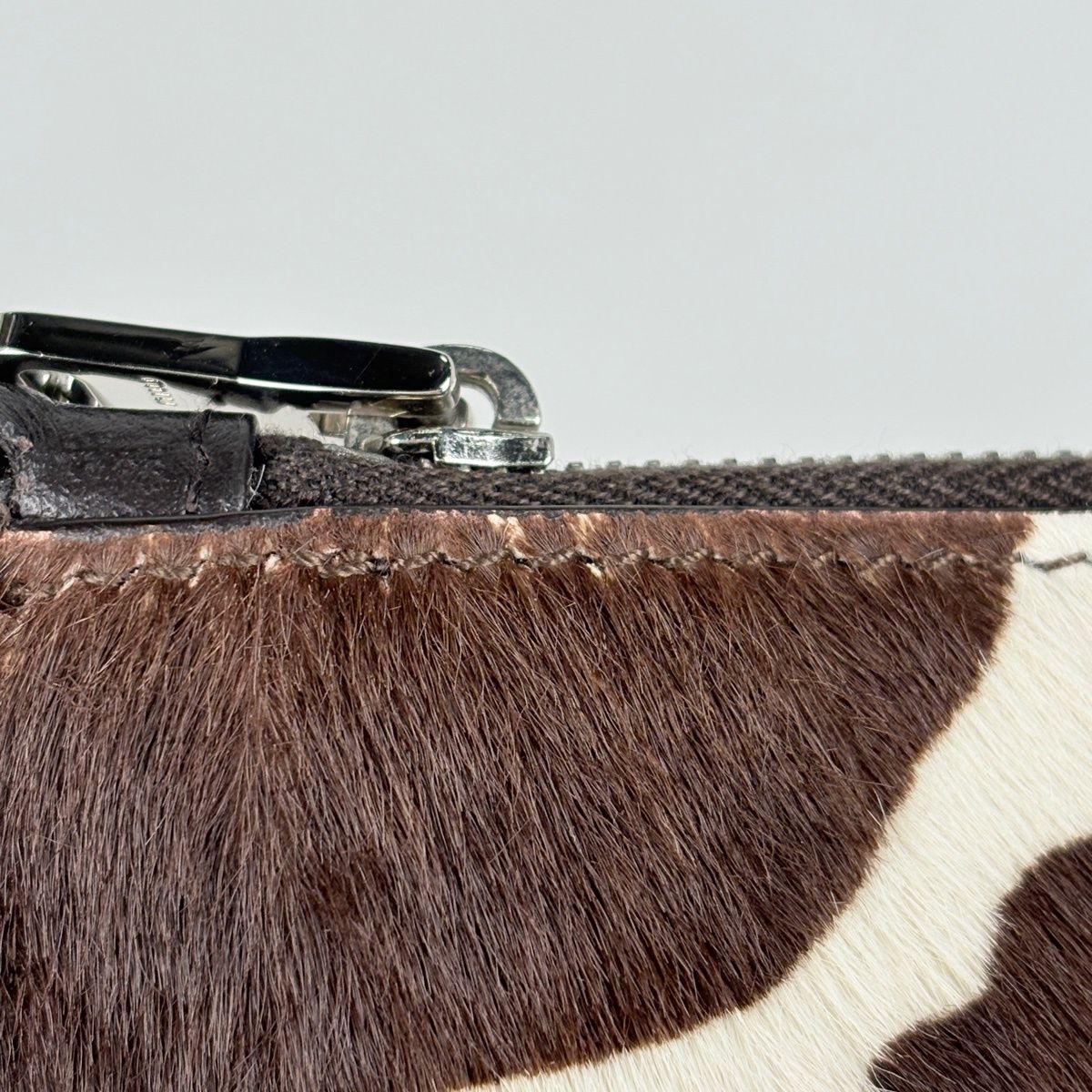 Miu Miu Pouch Cow Pattern Handbag Calf Hair White Brown — view 4