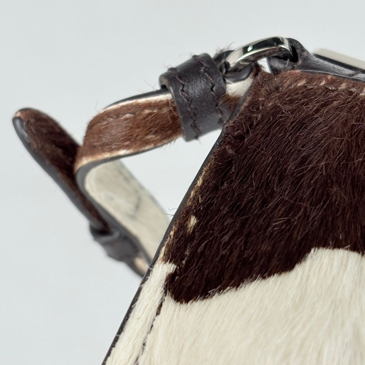 Miu Miu Pouch Cow Pattern Handbag Calf Hair White Brown — view 5