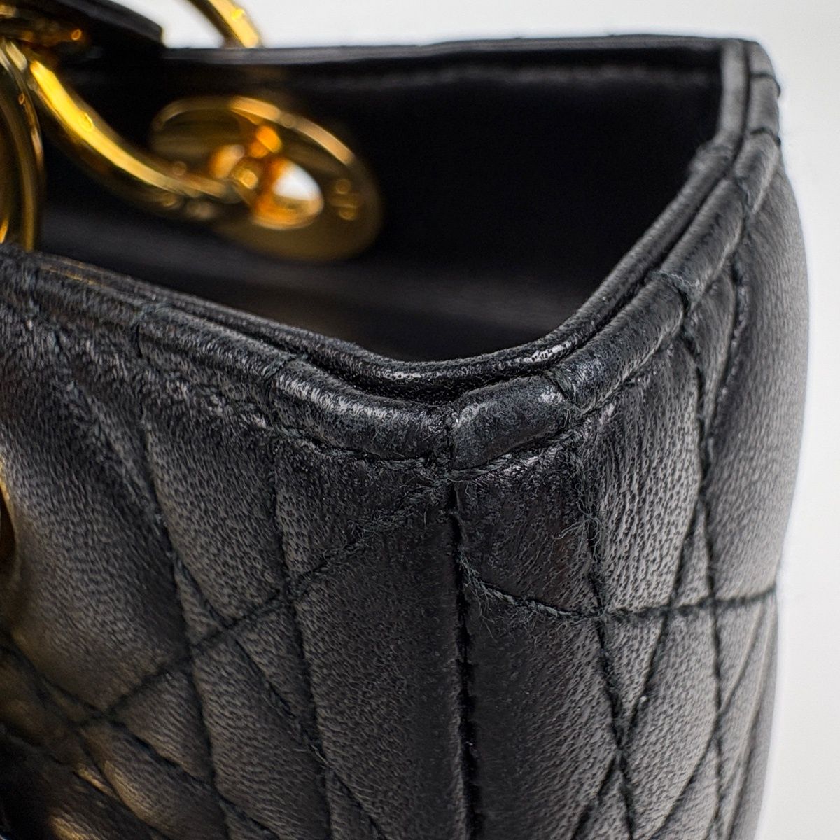Dior Handbag Lady Medium Cannage 2-Way Leather Black — view 6