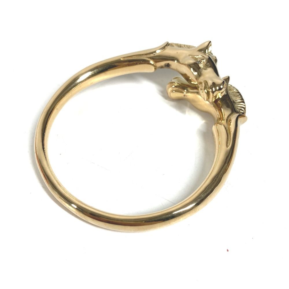 Hermes Bangle Cheval Horse Vintage Metal Gold Bracelet — view 3