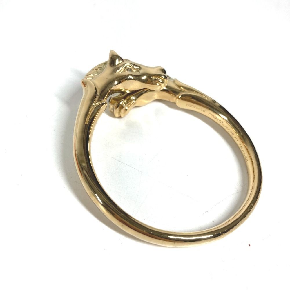 Hermes Bangle Cheval Horse Vintage Metal Gold Bracelet — view 2
