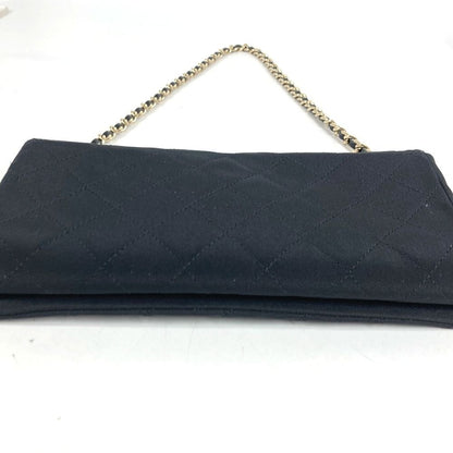 Chanel Shoulder Bag Logo Faux Pearl Rhinestone Bijou Party Satin Black — view 3