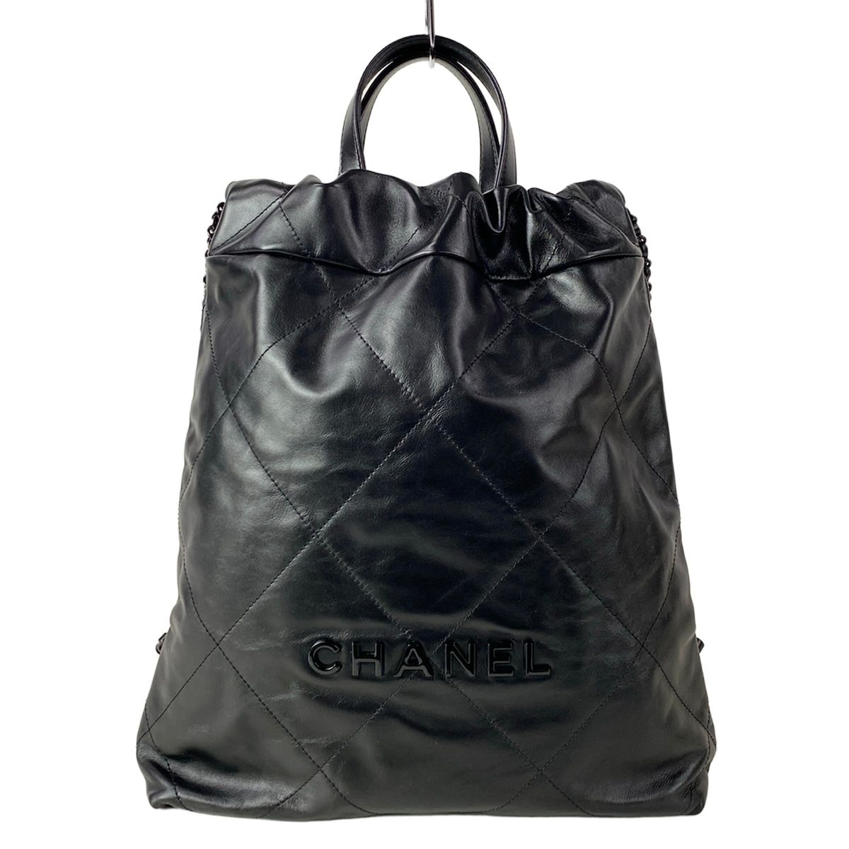 Chanel Backpack Chanel 22 Black Silver Chain