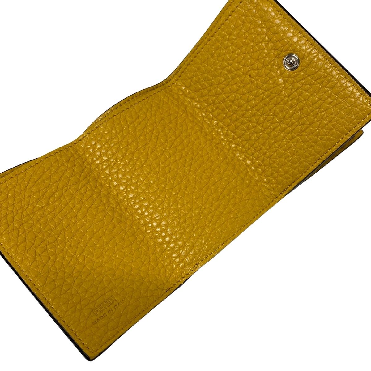 Fendi Trifold Wallet Selleria Gray Yellow Leather — view 3