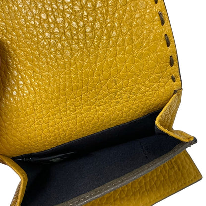 Fendi Trifold Wallet Selleria Gray Yellow Leather — view 4