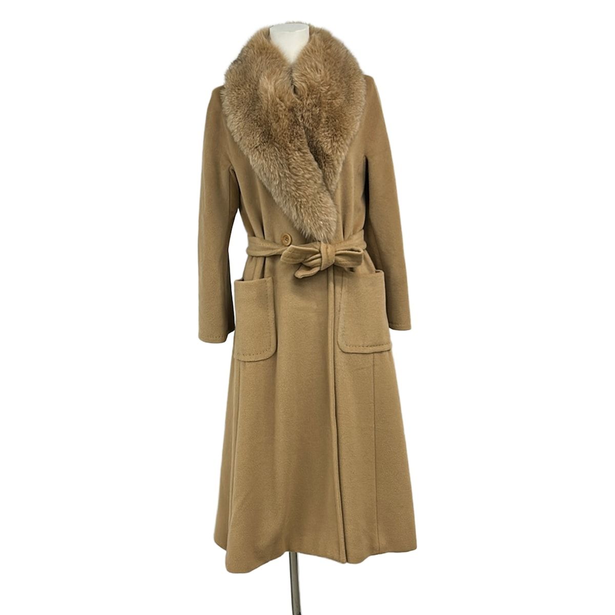 Max Mara Coat S Brown Wool Cashmere Winter Fur 38