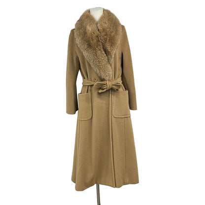 Max Mara Coat S Brown Wool Cashmere Winter Fur 38