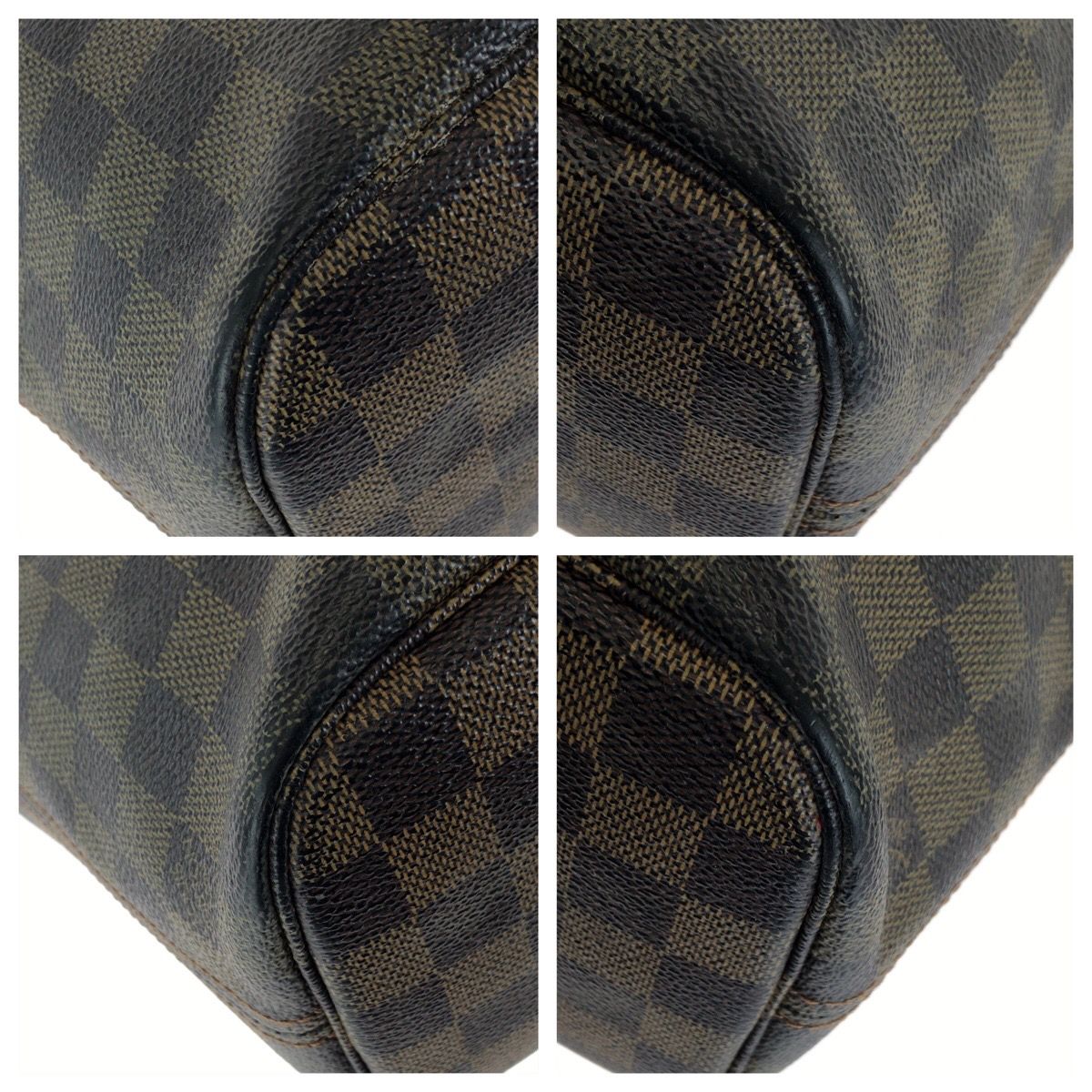 Louis Vuitton Damier Ebene Neverfull PM Brown Gold Leather Tote Bag — view 3
