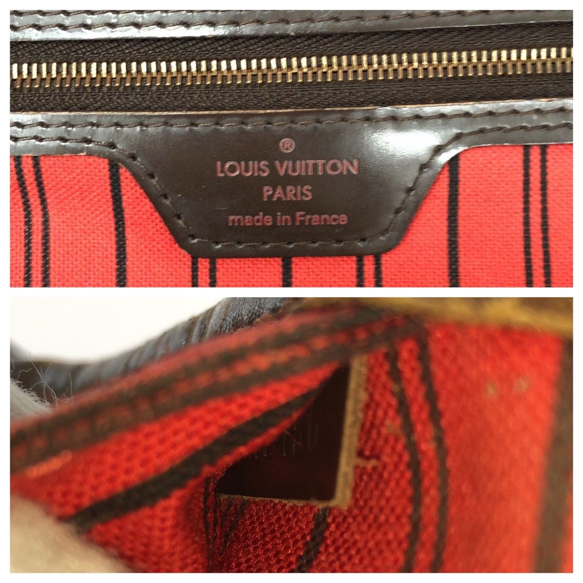 Louis Vuitton Damier Ebene Neverfull PM Brown Gold Leather Tote Bag — view 4