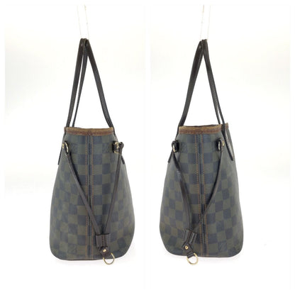 Louis Vuitton Damier Ebene Neverfull PM Brown Gold Leather Tote Bag — view 8