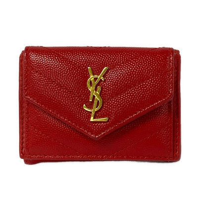 Saint Laurent Paris Trifold Wallet Red Leather