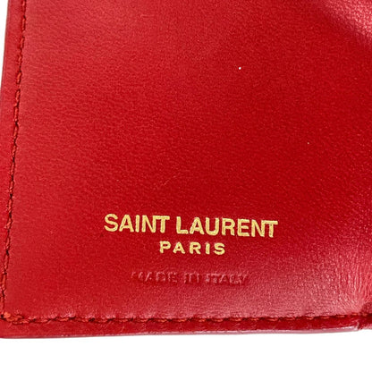 Saint Laurent Paris Trifold Wallet Red Leather — view 5