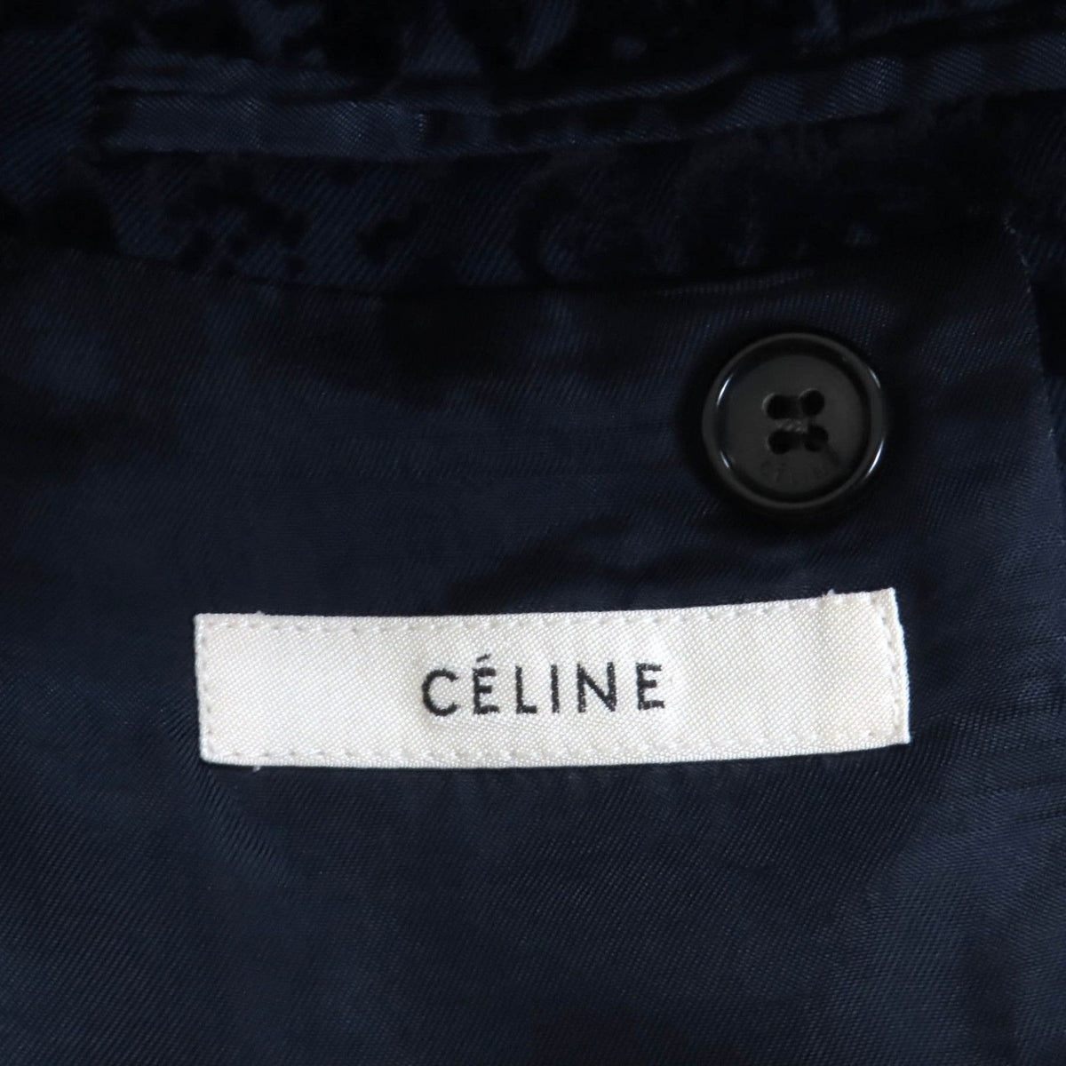 Celine Phoebe Philo Era Velour All Over Print Crombiecoat Outer Navy 34 — view 7