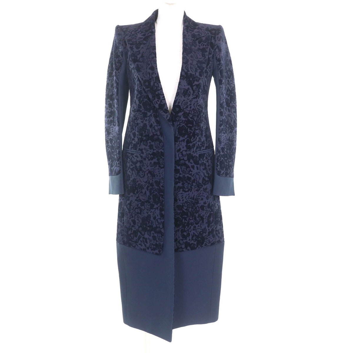 Celine Phoebe Philo Era Velour All Over Print Crombiecoat Outer Navy 34
