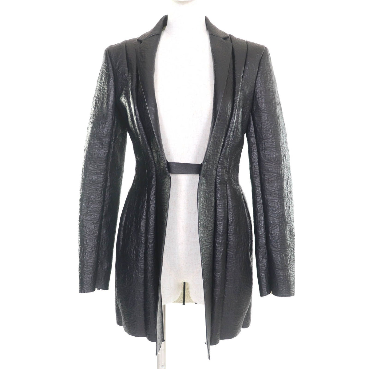 Celine 2 Cutoff Pleated Design Lambskin Jacket Black 36