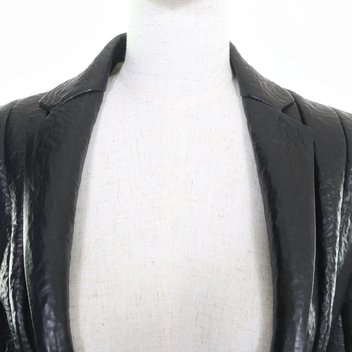 Celine 2 Cutoff Pleated Design Lambskin Jacket Black 36 — view 4