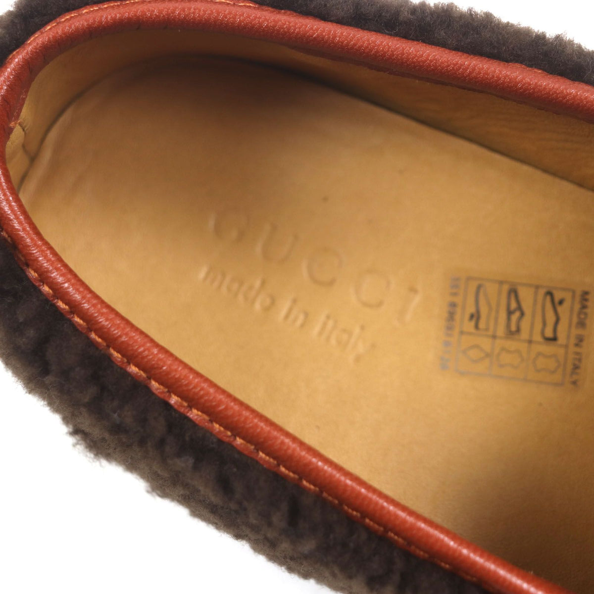 Gucci Fleece Leather Horsebit Moccasins Tip Slip-on Loafers Brown 6 — view 8
