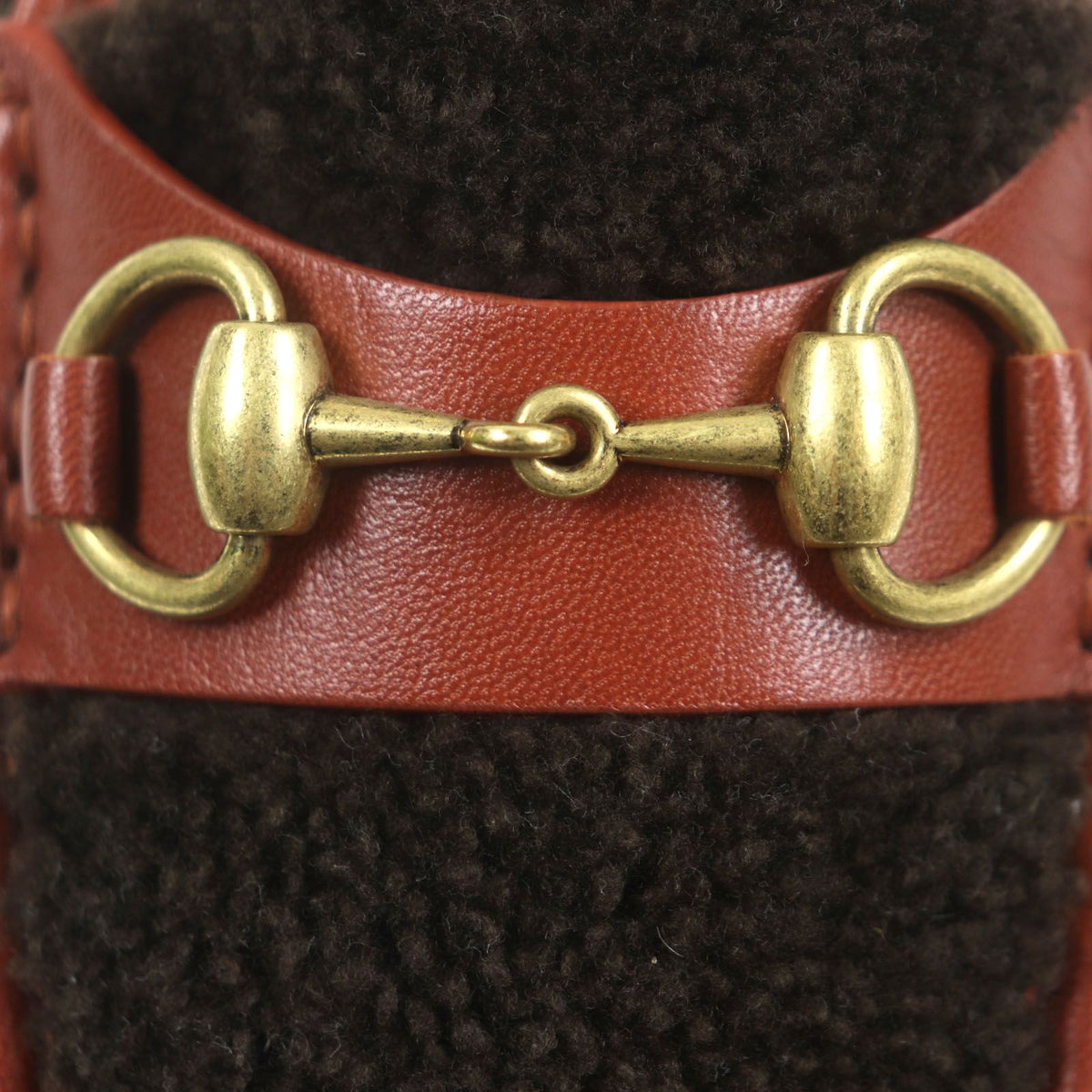 Gucci Fleece Leather Horsebit Moccasins Tip Slip-on Loafers Brown 6 — view 7