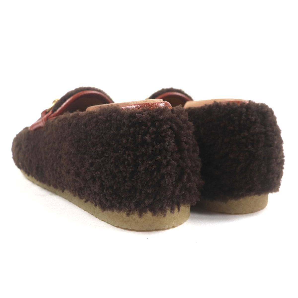 Gucci Fleece Leather Horsebit Moccasins Tip Slip-on Loafers Brown 6 — view 4