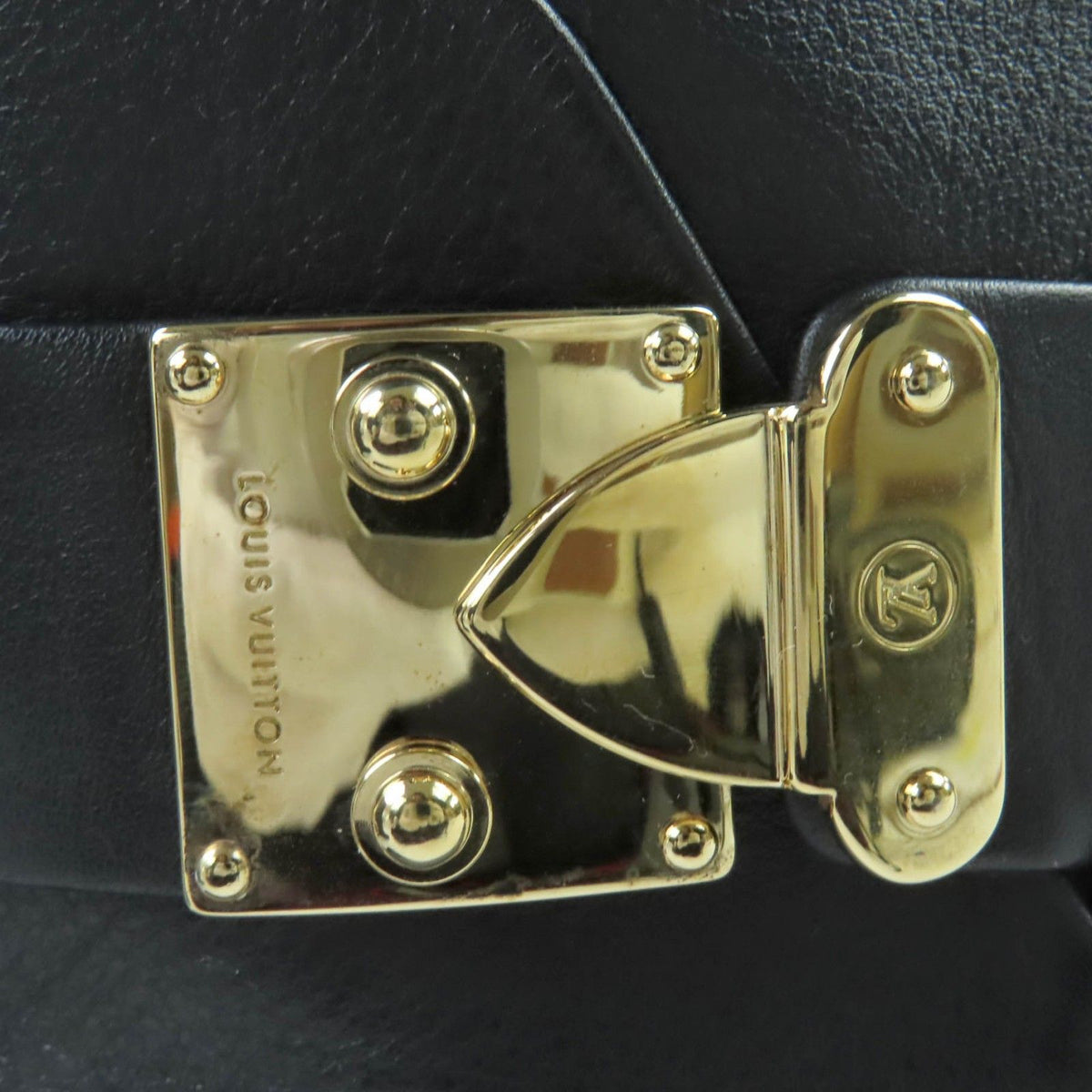 Louis Vuitton Buckle Wedge Sole Leather Short Boots Booties Black — view 8