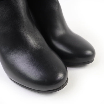 Louis Vuitton Buckle Wedge Sole Leather Short Boots Booties Black — view 7