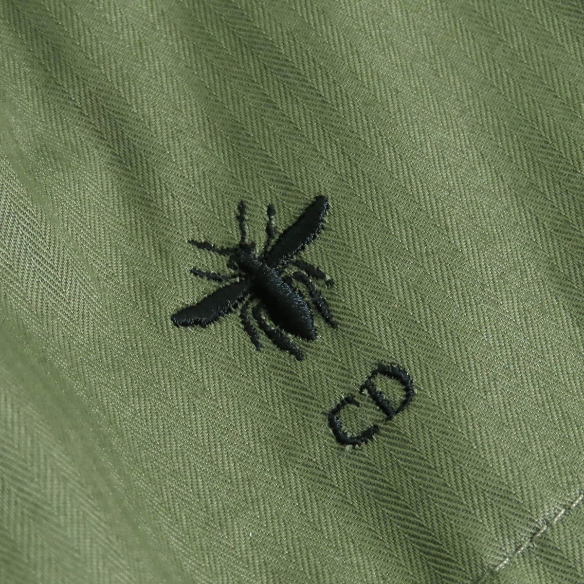 Dior Cotton 100% Bee Embroidery Hooded Military Cape Coat Khaki XS — view 6