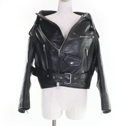 Balenciaga Swing Top Leather Rider's Jacket Black 34