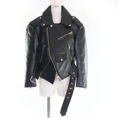 Balenciaga Swing Top Leather Rider's Jacket Black 34 — view 5
