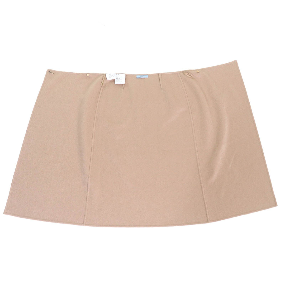 Prada Cashmere 100% Logo Button Long Wrap Skirt Beige 40 — view 4