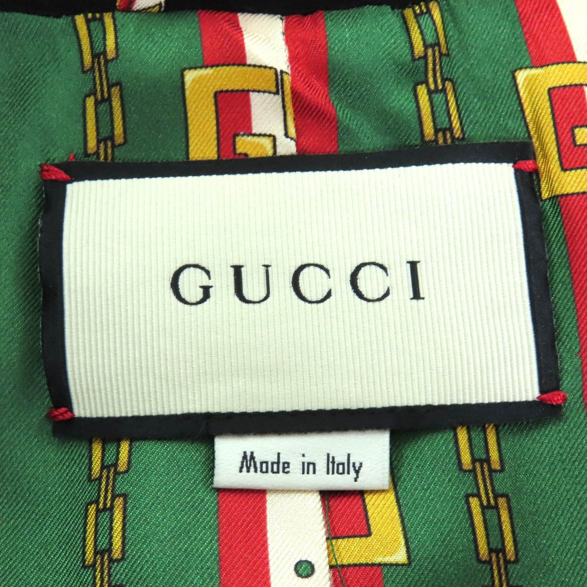 Gucci Lining Chain Belt Pattern Silk 100% Peak Lapel Tailored Jacket Black 38 — view 7