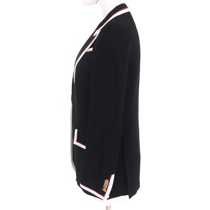 Gucci Lining Chain Belt Pattern Silk 100% Peak Lapel Tailored Jacket Black 38 — view 2