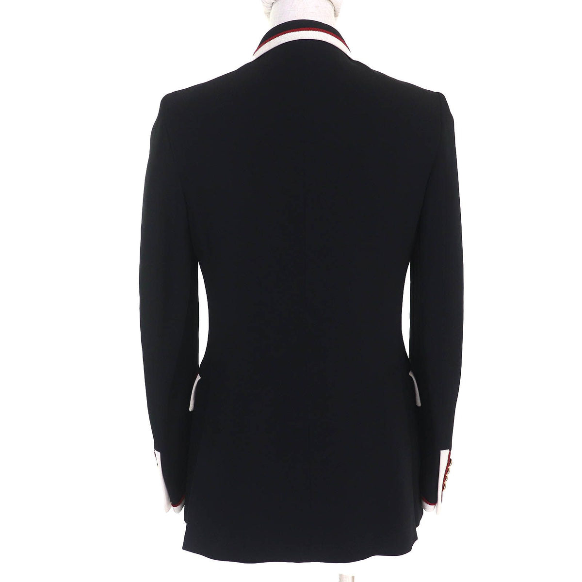 Gucci Lining Chain Belt Pattern Silk 100% Peak Lapel Tailored Jacket Black 38 — view 3