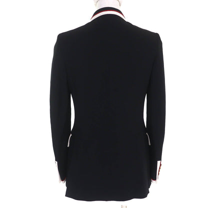 Gucci Lining Chain Belt Pattern Silk 100% Peak Lapel Tailored Jacket Black 38 — view 3
