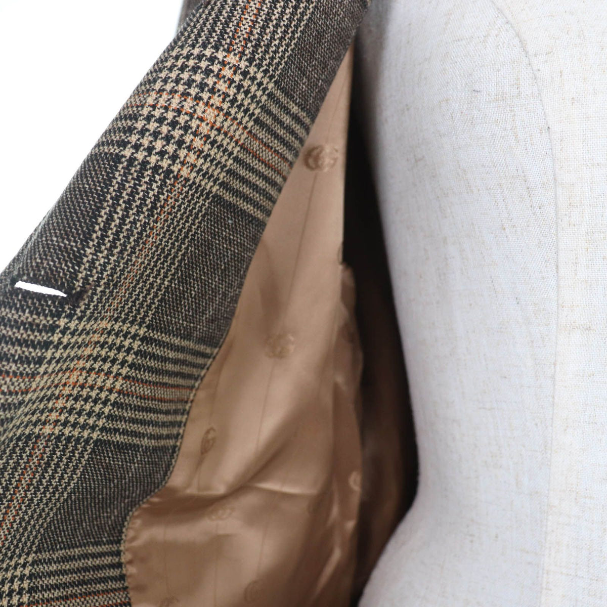 Gucci Wool Glen Plaid Prince of Wales Belted Coat Brown 36 — view 5