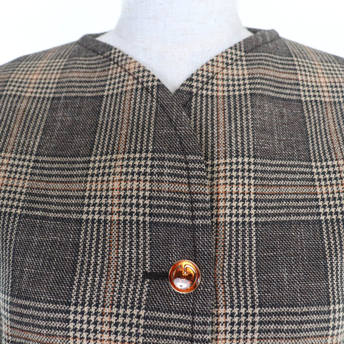 Gucci Wool Glen Plaid Prince of Wales Belted Coat Brown 36 — view 4