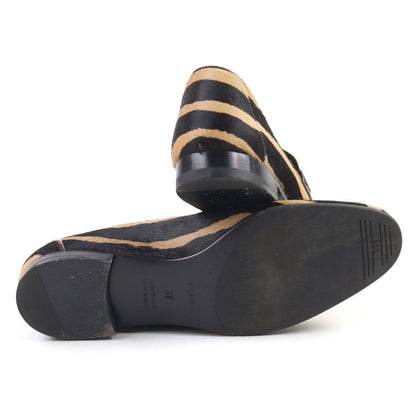 Hermes Calf Hair H Metal Zebra Print Moccasins Loafers Camel Black — view 5