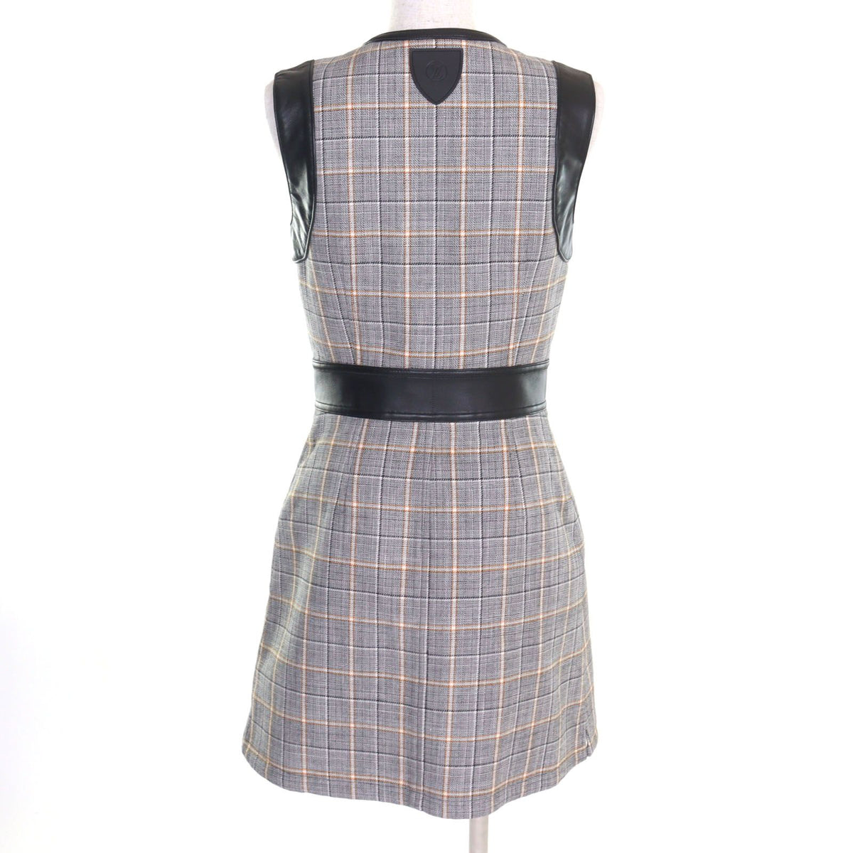 Louis Vuitton Logo Button LV Tweed Leather Paneled Dress 34 — view 3